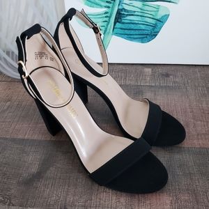 🆕️DREAM PAIRS Women's Chuck Heel Pump Sandals Black Suede Sz 6.5